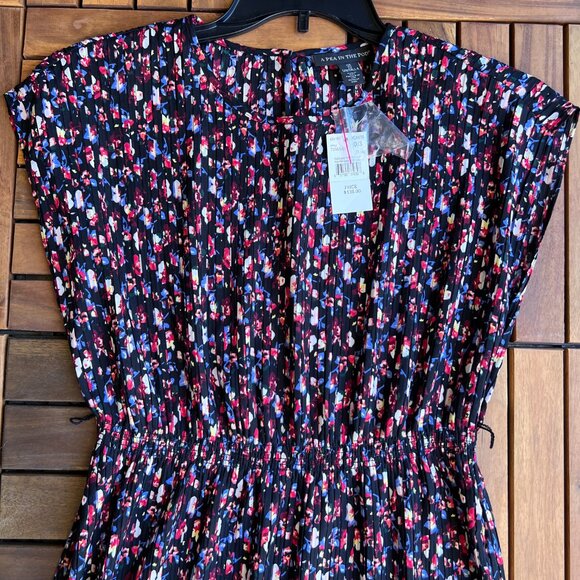 A Pea In The Pod Dress Womens One Size Black Floral Pleated Maternity Midi New - Picture 2 of 15